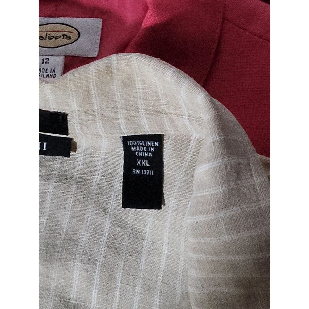 Brandini Sz XXL 100% Linen Tan Blazer White Pinstripes Relaxed Yacht Boho Hippie